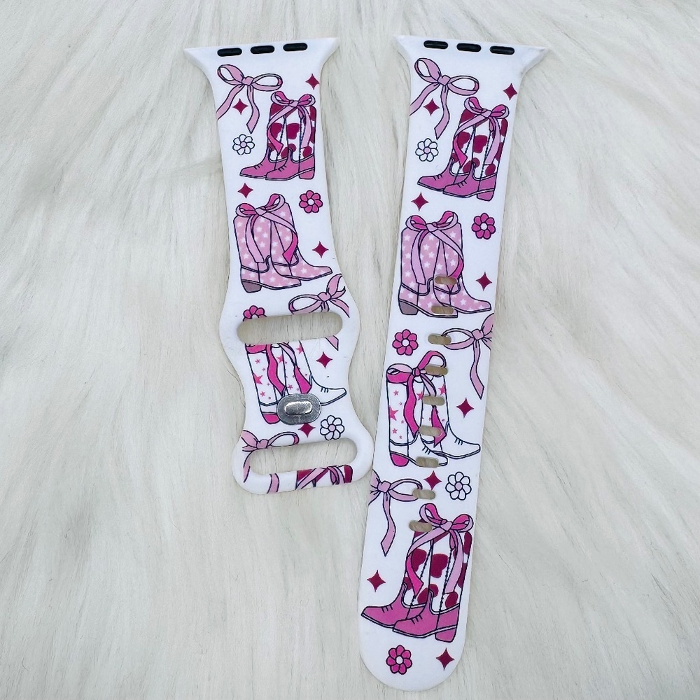Pink Bows & Cowboy boots watch Bands Compatible with iWatch Band 42mm / 44mm / 4
